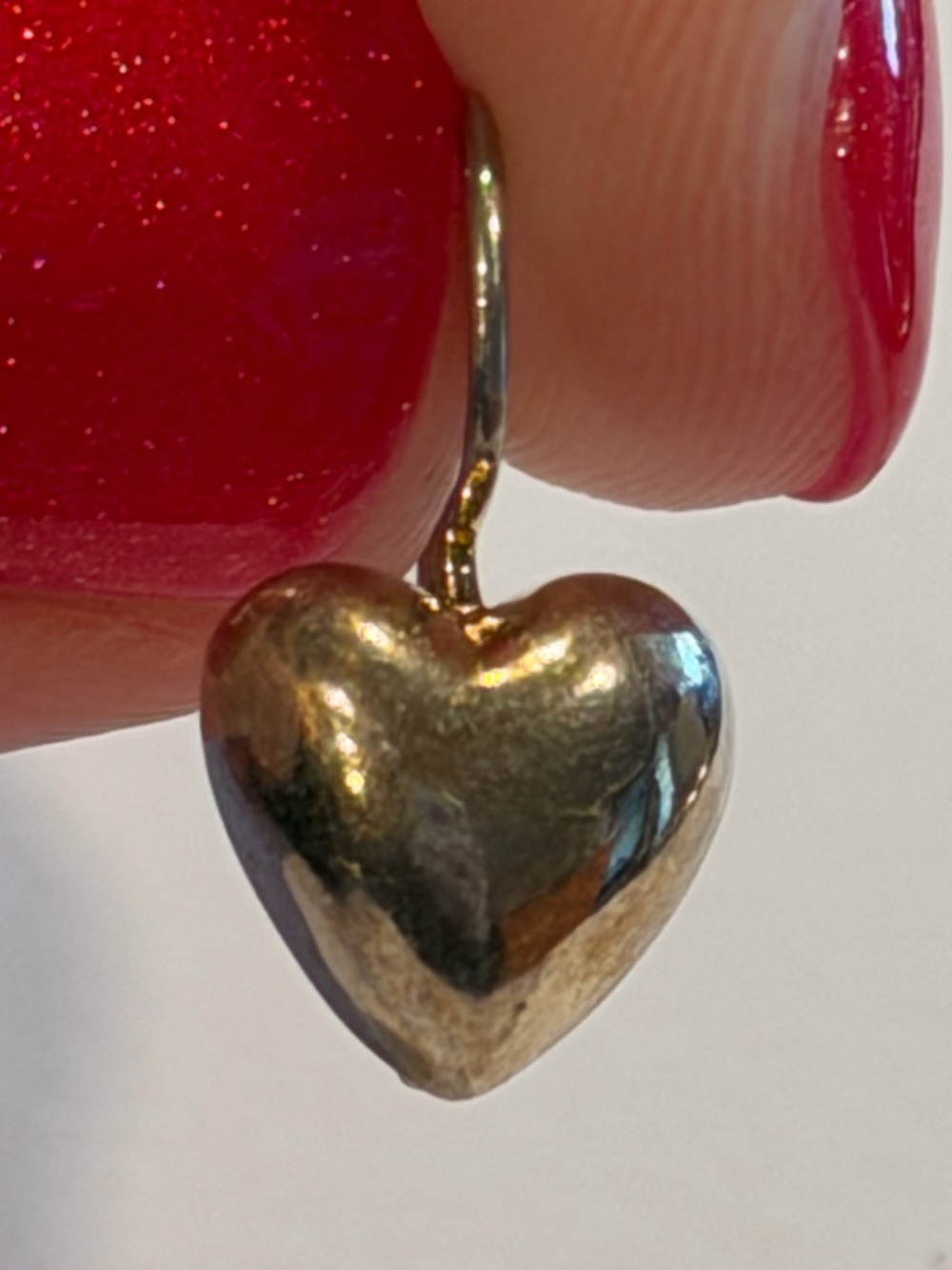 Sterling 925 Silver Single Puffy Heart Drop Earring  1 gram